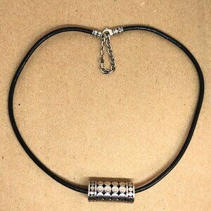 John Hardy Barrel Cylinder Pendant Leather Cord Sterling Silver 925 Necklace